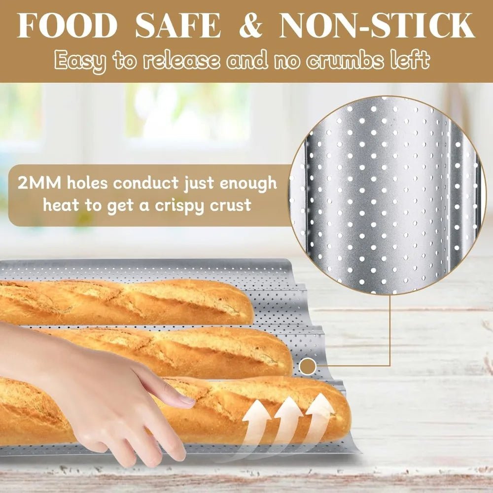 Baguette Bread Pan Nonstick for French Bread Baking Heat Resistant Perforated 4 Loaves Loaf Bake Mold Baguette Tray Baking Tool - Fiesta VelloreBaguette Bread Pan Nonstick for French Bread Baking Heat Resistant Perforated 4 Loaves Loaf Bake Mold Baguette Tray Baking ToolFiesta VelloreFiesta Vellore175212711;20251225;1766621676qAFb7Bread mold SilverS98b5249b00d74a1ba4f35cb2fdb16b251