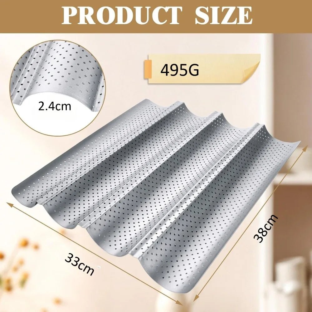 Baguette Bread Pan Nonstick for French Bread Baking Heat Resistant Perforated 4 Loaves Loaf Bake Mold Baguette Tray Baking Tool - Fiesta VelloreBaguette Bread Pan Nonstick for French Bread Baking Heat Resistant Perforated 4 Loaves Loaf Bake Mold Baguette Tray Baking ToolFiesta VelloreFiesta Vellore175212711;20251225;1766621676qAFb7Bread mold SilverS111e63fcb4fa4beebb41ea1b9e156215c