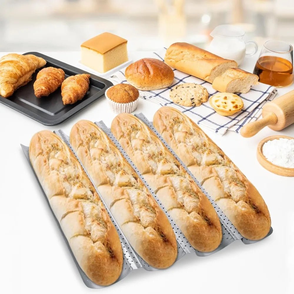 Baguette Bread Pan Nonstick for French Bread Baking Heat Resistant Perforated 4 Loaves Loaf Bake Mold Baguette Tray Baking Tool - Fiesta VelloreBaguette Bread Pan Nonstick for French Bread Baking Heat Resistant Perforated 4 Loaves Loaf Bake Mold Baguette Tray Baking ToolFiesta VelloreFiesta Vellore175212711;20251225;1766621676qAFb7Bread mold SilverSdfe328f64a5e4165ae93a8b3153fea73i