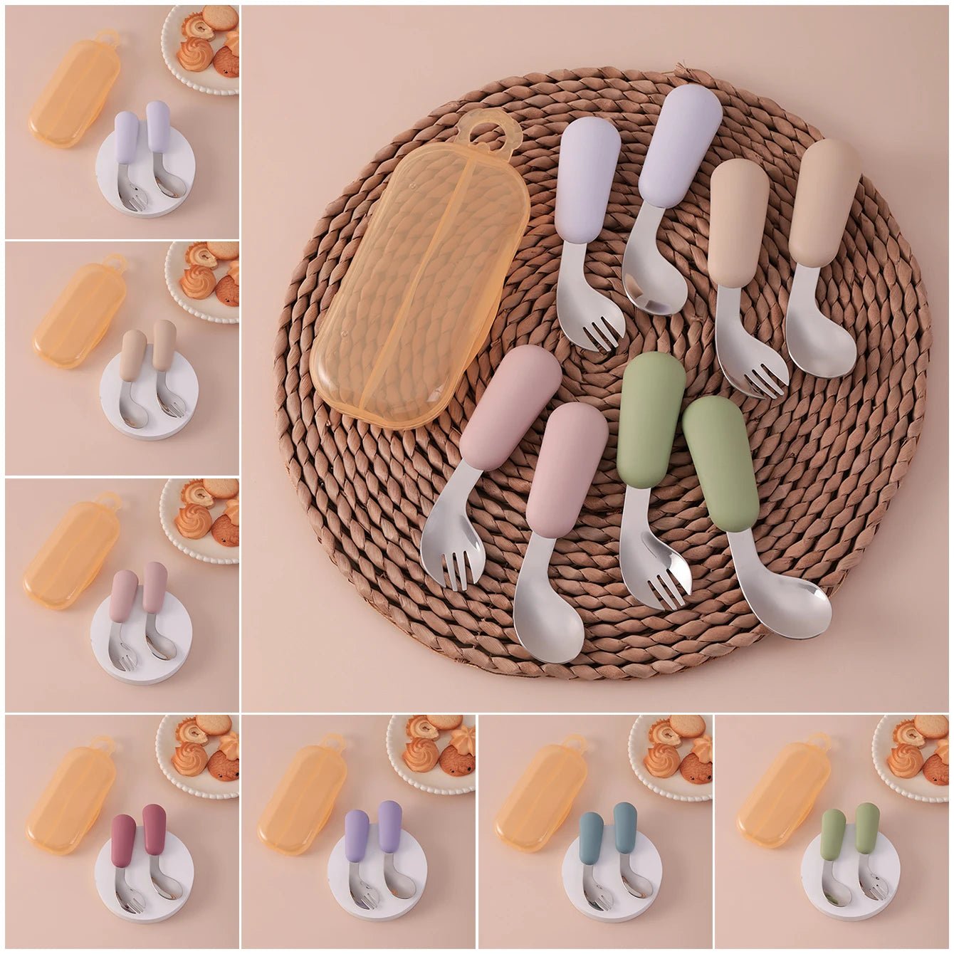 Color Kids 2PCS Silicone Self Feeding Set Stainless Steel Spoon Fork Grip Trainer BPA Free Infant Essentials Baby Newborn Items - Fiesta VelloreColor Kids 2PCS Silicone Self Feeding Set Stainless Steel Spoon Fork Grip Trainer BPA Free Infant Essentials Baby Newborn ItemsFiesta VelloreFiesta Vellore175212764;20251225;17666216777snLNpinkS43e6ea62c74d4f518624d553c7f40cb8V