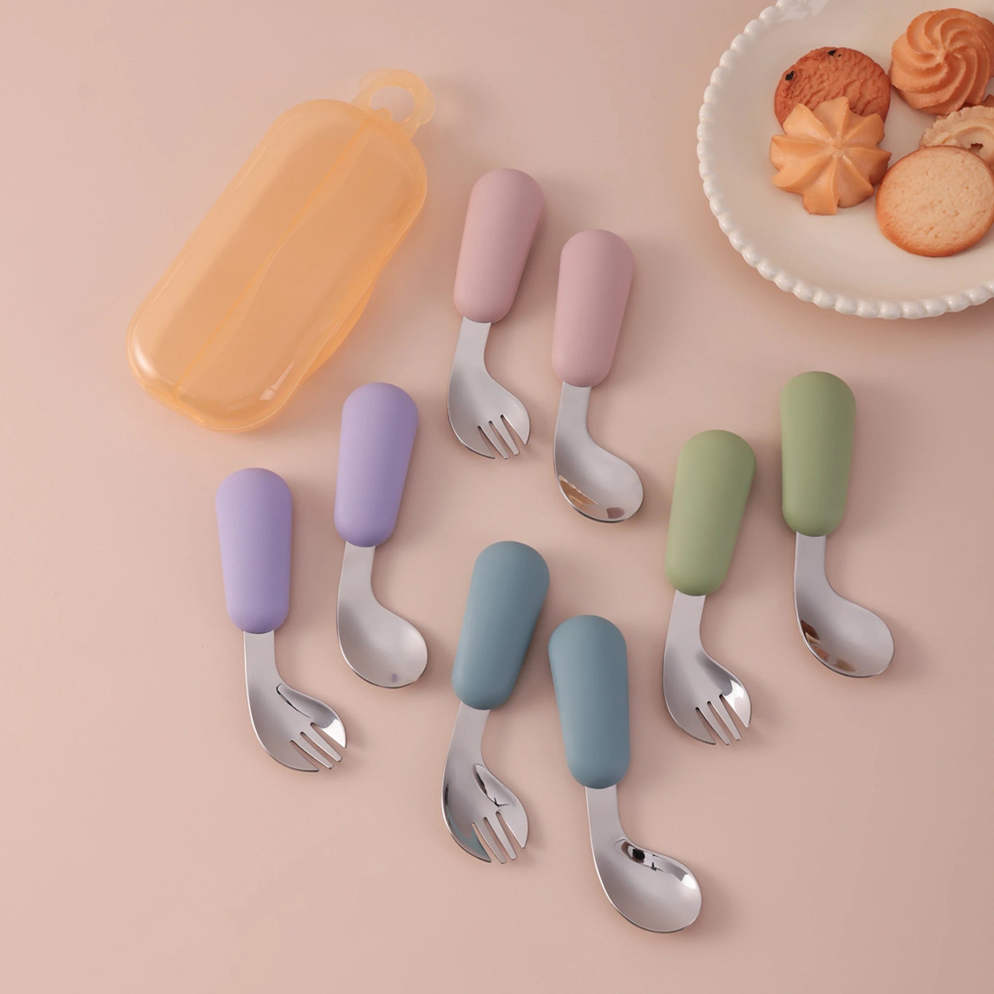 Color Kids 2PCS Silicone Self Feeding Set Stainless Steel Spoon Fork Grip Trainer BPA Free Infant Essentials Baby Newborn Items - Fiesta VelloreColor Kids 2PCS Silicone Self Feeding Set Stainless Steel Spoon Fork Grip Trainer BPA Free Infant Essentials Baby Newborn ItemsFiesta VelloreFiesta Vellore175212764;20251225;17666216777snLNpinkS09eb3ab35374455aabaecef8d360615aV