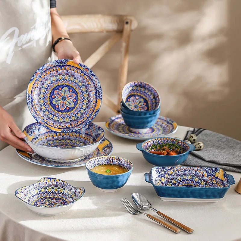 Dishes set ceramic tableware Bohemian retro salad rice bowl Binaural noodle bowl household handle baking tray - Fiesta VelloreDishes set ceramic tableware Bohemian retro salad rice bowl Binaural noodle bowl household handle baking trayFiesta VelloreFiesta Vellore175212688;20251225;1766621672Uk60l10.5 inchesS0f0cf945a06a43d1a453eb0d27c5193c4
