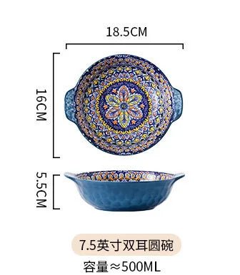 Dishes set ceramic tableware Bohemian retro salad rice bowl Binaural noodle bowl household handle baking tray - Fiesta VelloreDishes set ceramic tableware Bohemian retro salad rice bowl Binaural noodle bowl household handle baking trayFiesta VelloreFiesta Vellore175212693;20251225;1766621672dF3lV7.5 inchesS3dc0d7398bd54c97bfe0e2574ce8c9b8j