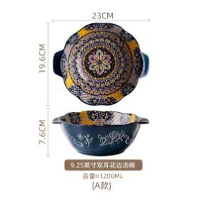 Dishes set ceramic tableware Bohemian retro salad rice bowl Binaural noodle bowl household handle baking tray - Fiesta VelloreDishes set ceramic tableware Bohemian retro salad rice bowl Binaural noodle bowl household handle baking trayFiesta VelloreFiesta Vellore175212698;20251225;17666216722dwoD9.25 inchSd02be1f0e4004cf79c329066a4c9006f8