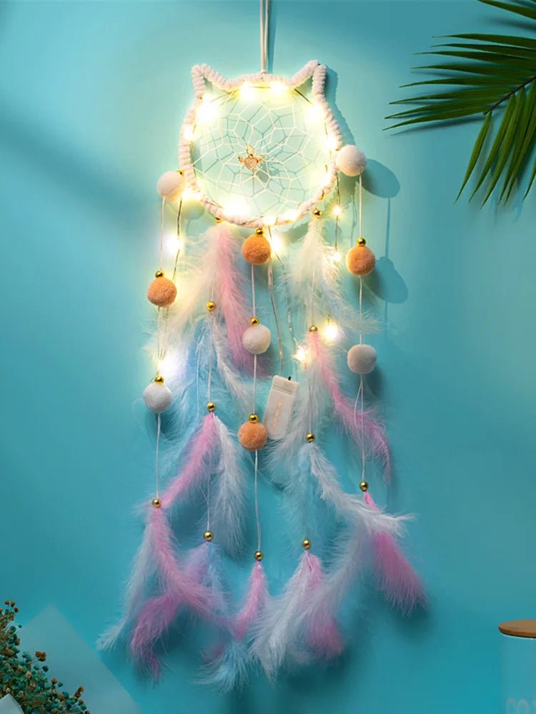 Dream Catcher Hand - woven Outdoor Garden Wind Chimes Pink Feather Bedroom Hanging Ornaments Wall Decor Birthday Christmas Gifts - Fiesta VelloreDream Catcher Hand - woven Outdoor Garden Wind Chimes Pink Feather Bedroom Hanging Ornaments Wall Decor Birthday Christmas GiftsFiesta VelloreFiesta Vellore175212245;20251225;1766621657Pg4P3White With LightS3733c64687754e5794f9af6d2871f2d56