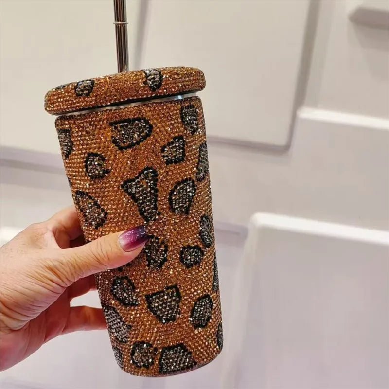 Luxury Leopard Print Straw Cup Diamond - studded Tumbler Insulated Stainless Steel Water Bottle Portable Fashion Item Perfect Gift - Fiesta VelloreLuxury Leopard Print Straw Cup Diamond - studded Tumbler Insulated Stainless Steel Water Bottle Portable Fashion Item Perfect GiftFiesta VelloreFiesta Vellore175190932;20251224;1766599891d4W1i500 MLBrownSb87e19d26ecf489a92d22941bb838eb5B