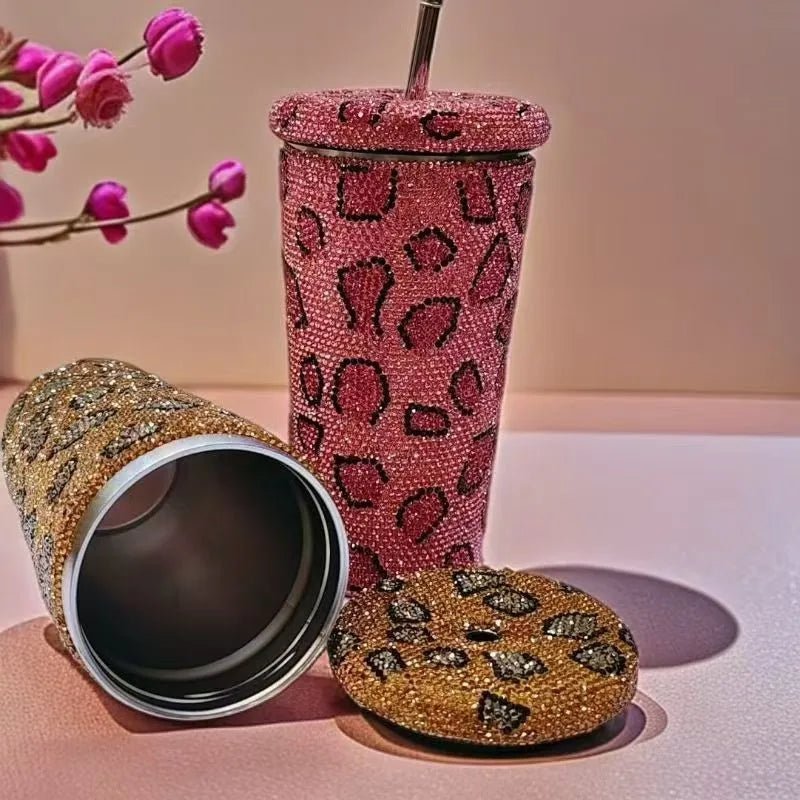 Luxury Leopard Print Straw Cup Diamond - studded Tumbler Insulated Stainless Steel Water Bottle Portable Fashion Item Perfect Gift - Fiesta VelloreLuxury Leopard Print Straw Cup Diamond - studded Tumbler Insulated Stainless Steel Water Bottle Portable Fashion Item Perfect GiftFiesta VelloreFiesta Vellore175190931;20251224;17665998917OPI0500 MLPinkS1e7af98a2ae441af90ef9af58f4e9596c