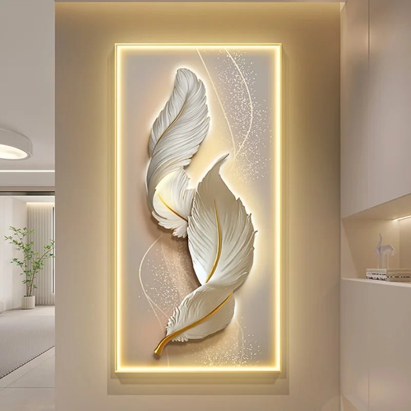 Modern Creative Wall Decoration Feather Art Hanging Painting Remote LED Wall Lamp Bedroom Study Living Room Dining Room Foyer - Fiesta VelloreModern Creative Wall Decoration Feather Art Hanging Painting Remote LED Wall Lamp Bedroom Study Living Room Dining Room FoyerFiesta VelloreFiesta Vellore175212911;20251225;1766621680n52HAH80CM - W40CMStyle DRemote dimming|Gold photo frameS61ca0fc1e33344b7b80e3260a2a63e43f