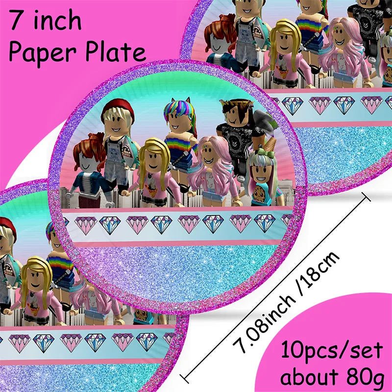 Roblox Girl Decorations for Purple pink Party Banner Birthday Balloons Tablecloths Cake Topper Napkins Tableware Kid Gift Supply - Fiesta VelloreRoblox Girl Decorations for Purple pink Party Banner Birthday Balloons Tablecloths Cake Topper Napkins Tableware Kid Gift SupplyFiesta VelloreFiesta Vellore175214603;20251225;17666217452dHu37inch plate 10pcsSdbe1744a1d7e43a69f573361259a117aL