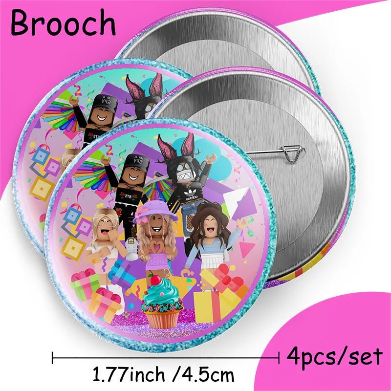 Roblox Girl Decorations for Purple pink Party Banner Birthday Balloons Tablecloths Cake Topper Napkins Tableware Kid Gift Supply - Fiesta VelloreRoblox Girl Decorations for Purple pink Party Banner Birthday Balloons Tablecloths Cake Topper Napkins Tableware Kid Gift SupplyFiesta VelloreFiesta Vellore175214592;20251225;1766621745IIJezBrooch 4pcs - 1Sfc95b67b1c394cf7813280c4bfc3fd76d