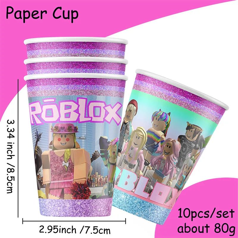 Roblox Girl Decorations for Purple pink Party Banner Birthday Balloons Tablecloths Cake Topper Napkins Tableware Kid Gift Supply - Fiesta VelloreRoblox Girl Decorations for Purple pink Party Banner Birthday Balloons Tablecloths Cake Topper Napkins Tableware Kid Gift SupplyFiesta VelloreFiesta Vellore175214602;20251225;1766621745ESs3FCup 10pcsS2c2c8270b9d44e89a6ba47ae30510a96z