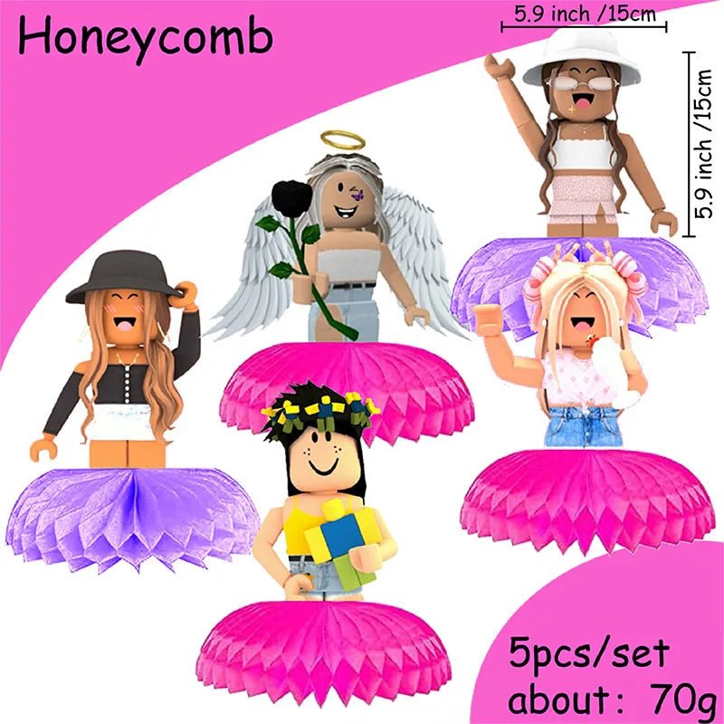 Roblox Girl Decorations for Purple pink Party Banner Birthday Balloons Tablecloths Cake Topper Napkins Tableware Kid Gift Supply - Fiesta VelloreRoblox Girl Decorations for Purple pink Party Banner Birthday Balloons Tablecloths Cake Topper Napkins Tableware Kid Gift SupplyFiesta VelloreFiesta Vellore175214600;20251225;1766621745ik9RqHoneycomb 5pcsS989633d77cfe4b2b887b44f9148575540