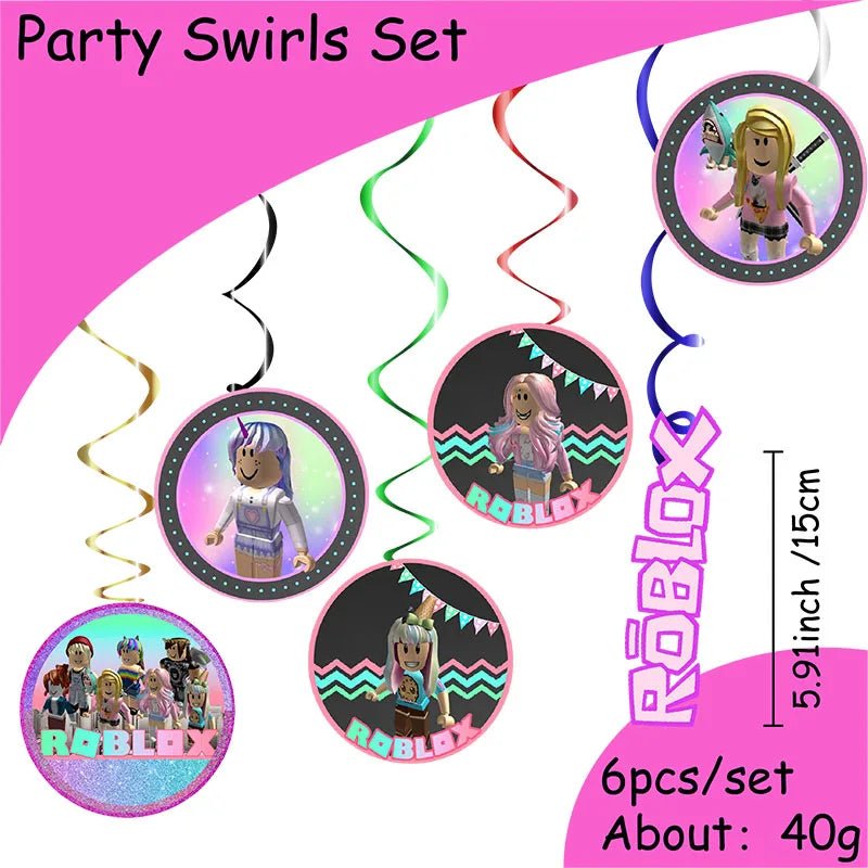 Roblox Girl Decorations for Purple pink Party Banner Birthday Balloons Tablecloths Cake Topper Napkins Tableware Kid Gift Supply - Fiesta VelloreRoblox Girl Decorations for Purple pink Party Banner Birthday Balloons Tablecloths Cake Topper Napkins Tableware Kid Gift SupplyFiesta VelloreFiesta Vellore175214601;20251225;1766621745pHX05Spiral 6pcsSebbd8fe386d74255929268fac67b257eN