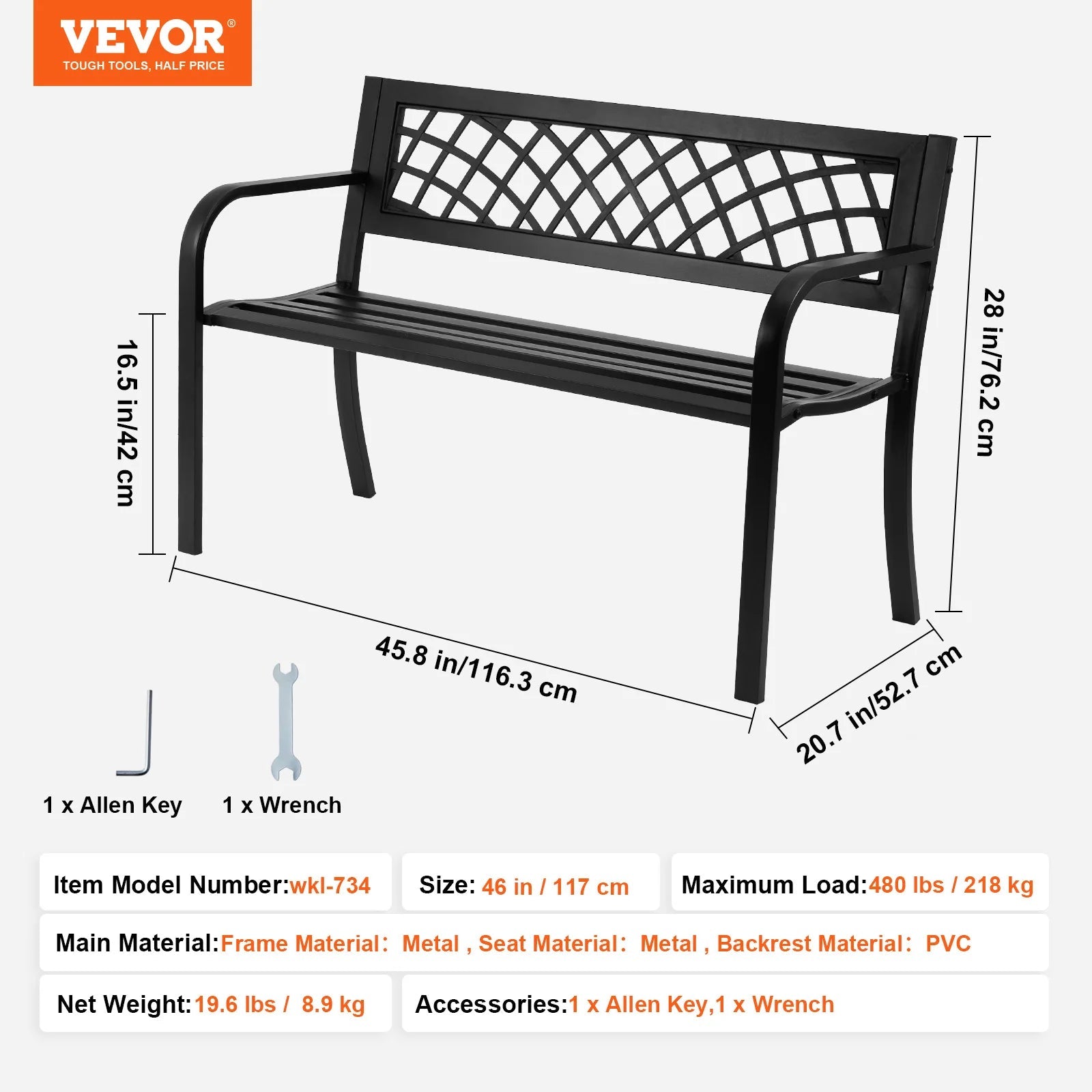 SucceBuy Outdoor Bench Wooden Metal Garden Bench for Outdoors 480 lbs Load Capacity Bench Outdoor Garden Park Bench - Fiesta VelloreSucceBuy Outdoor Bench Wooden Metal Garden Bench for Outdoors 480 lbs Load Capacity Bench Outdoor Garden Park BenchFiesta VelloreFiesta Vellore175213990;20251225;1766621711ObYNYMetal 46 InchescanadaS464939d9518a494f91e951eb36a2a3d6l