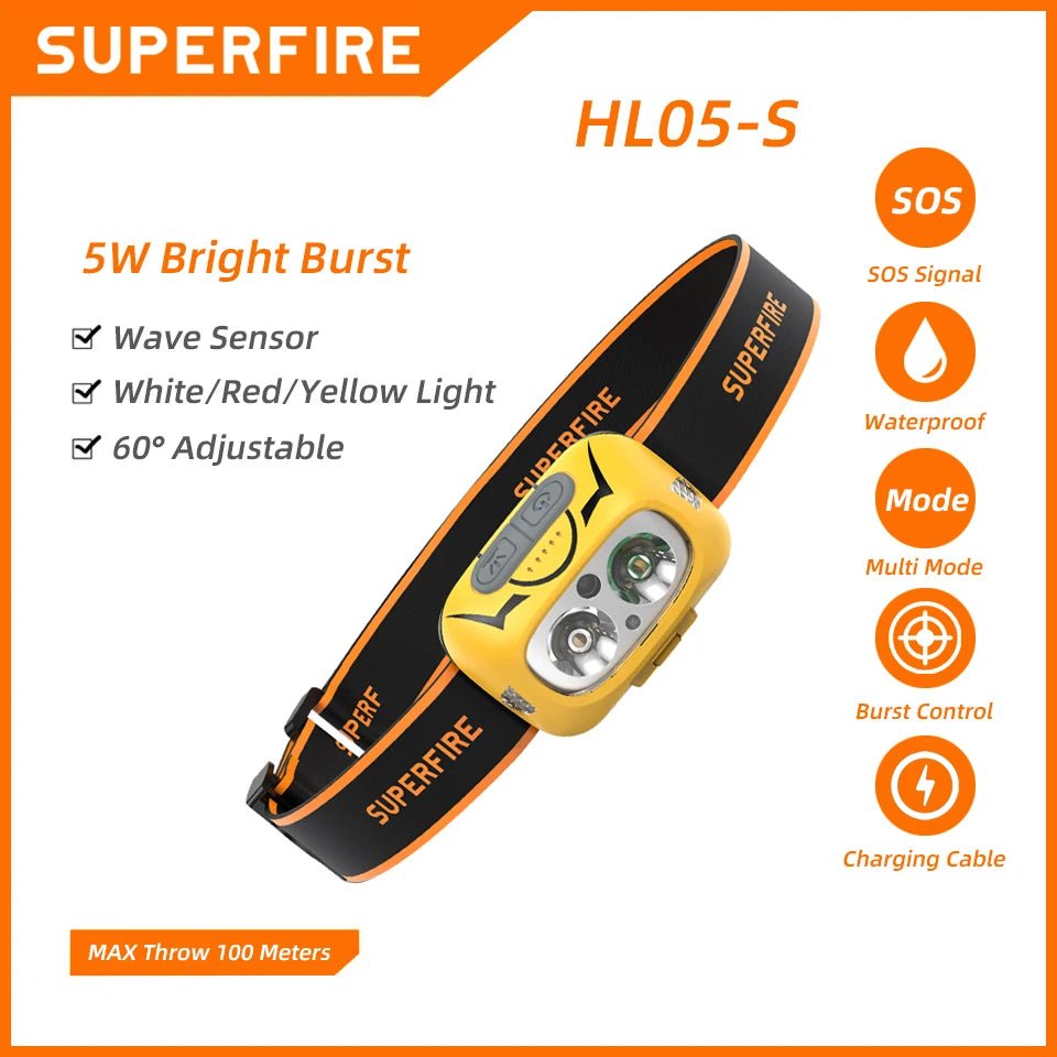 SUPERFIRE HL05 - S Powerful LED Headlamp Yellow/White Light Camping Lantern Motion Sensor Rechargeable Stepless Dimming Head Lamp - Fiesta VelloreSUPERFIRE HL05 - S Powerful LED Headlamp Yellow/White Light Camping Lantern Motion Sensor Rechargeable Stepless Dimming Head LampFiesta VelloreFiesta Vellore175214184;20251225;1766621715A4kljChina MainlandHL05 - SS71e26a4829c3447b8fcf5ba498fc033cz